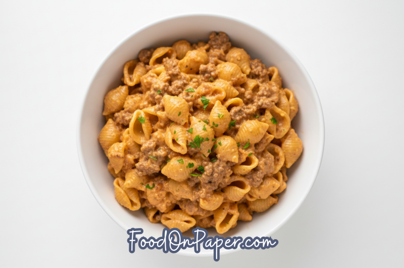 easy creamy beef and shells