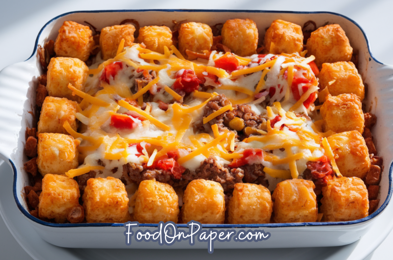 Tater Tot casserole with ground beef