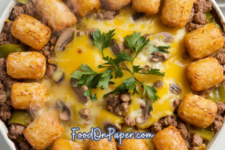 Cheesy Hamburger Tater Tot Casserole