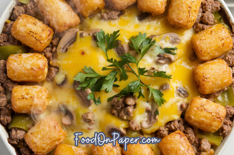 Cheesy Hamburger Tater Tot Casserole